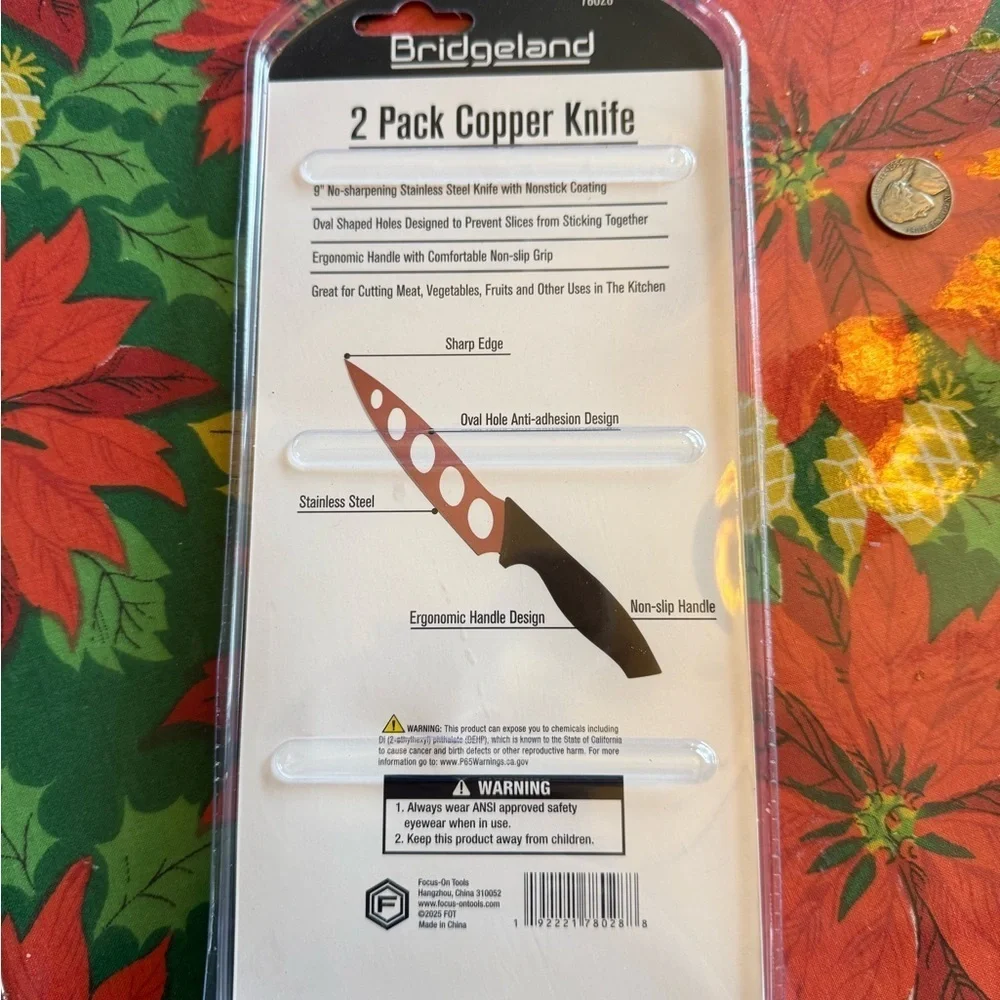 Copper Kitchen Knife Set with Black Handles